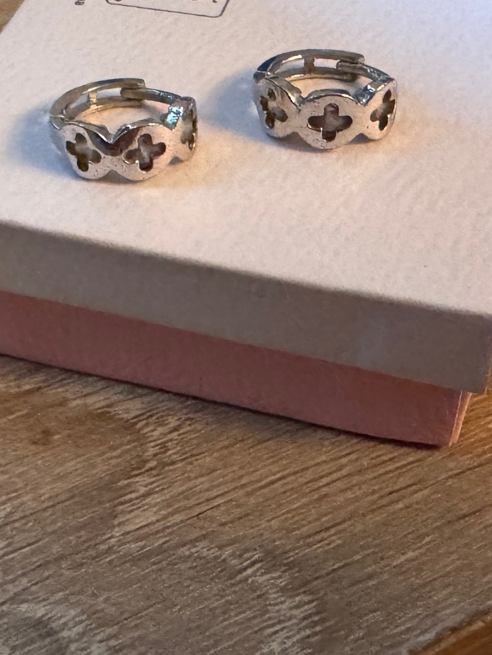 Sterling Silver Floral Cutout Hoop Earrings - Silver